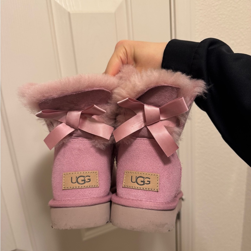 UGG Light Pink Boots with Satin Bows